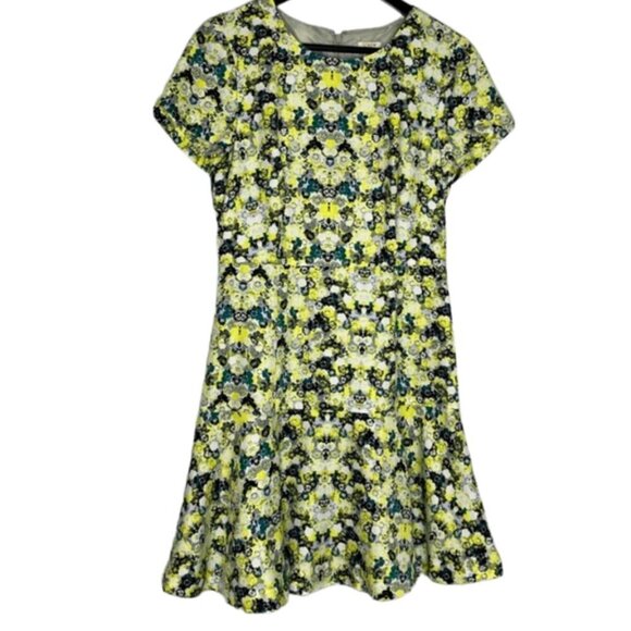 J. Crew Size 4 Ruffle Hem Sheath Floral Yellow Green Floral Dress - Picture 1 of 9